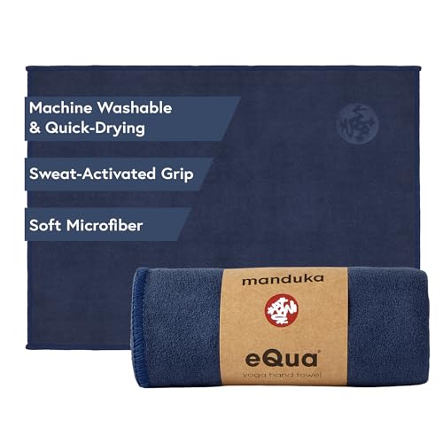 Manduka eQua Hand Towels - 16" | Rapid Moisture Activated Grip | Quick Drying, Soft Microfiber | Machine Washable | 16 x 24 inches | Midnight - color: Midnight, size: 16" x 24"