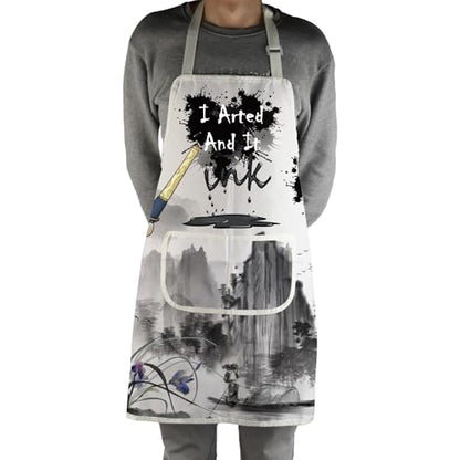 MBMSO Painting Artist Apron with Pockets Artist Painter Gifts Art Lover Gift for Art Teacher Student Painter Apron Waterproof - color: Inks Apron-w