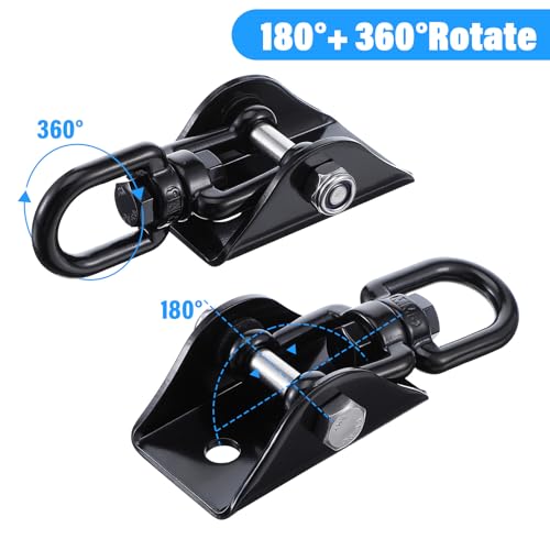 2 Pcs Swing Hanging Kit, Heavy Duty 2000 LB Capacity 360 Degree Rotating Hangers, Hardware for Porch Swing, Hammock, Chair, Yoga, Playground, Indoor and Outdoor Use, Black