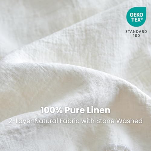 Simple&Opulence 100% Linen Throw Blanket 55x75 inches, Farmhouse Boho Tassel Blanket for Couch, Bed, Sofa, Breathable Natural Cozy Décor, White ﻿ - color: White