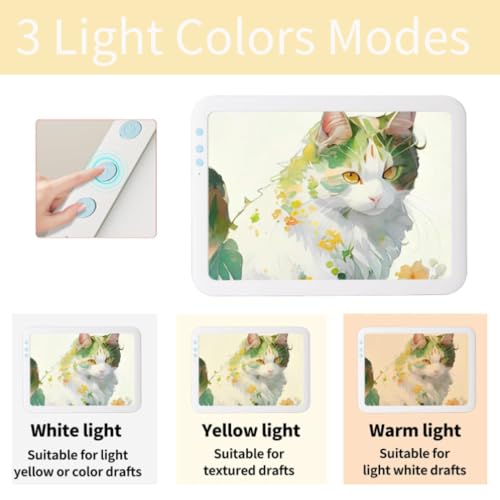 A4 Tracing Light Box for Drawing, Portable LED Light 3500mAh Battery 3 Colors Modes 6 Levels of Brightness Cordless LED Light Pad for Drawing, Painting Sketching, Tracing (Green)