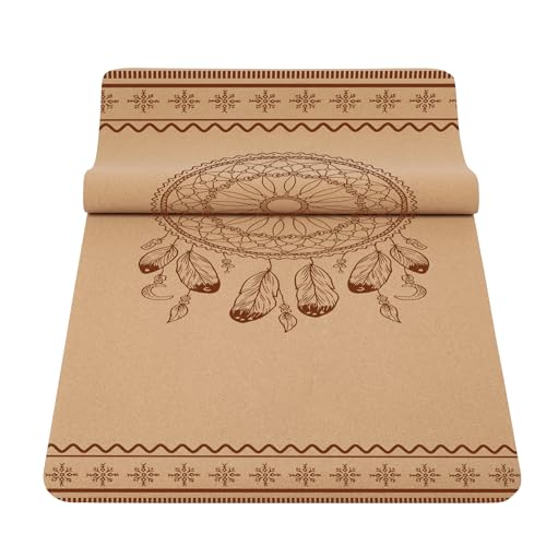 Premium Cork Yoga Mat Non Slip Thick Cork Exercise & Fitness Mat for Yoga, Pilates, & Home Workouts(72" x 24" x 5mm Thick) - color: Cork Mat Plume