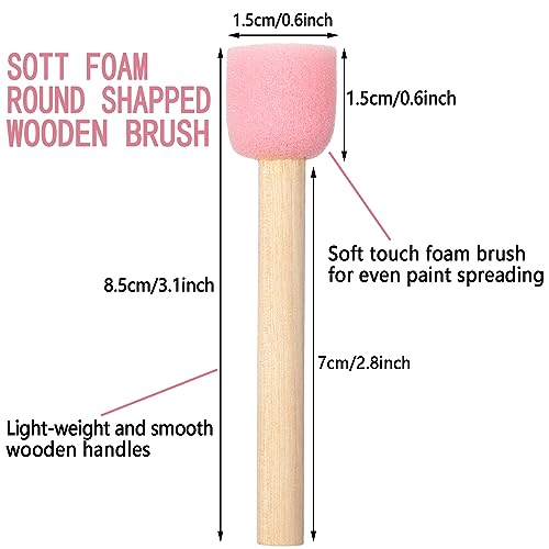 WHQXFDZ 40 Pieces 0.5 inch Round Sponge Foam Brush Set Paint Brush Wooden Handle Foam Brush Sponge Painting Tools for Painting Crafts(0.5inch) (Pack of 2) - size: 0.5inch (Pack of 2)
