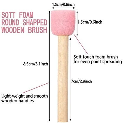 WHQXFDZ 40 Pieces 0.5 inch Round Sponge Foam Brush Set Paint Brush Wooden Handle Foam Brush Sponge Painting Tools for Painting Crafts(0.5inch) (Pack of 2) - size: 0.5inch (Pack of 2)