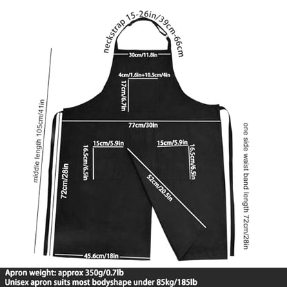 Molaxhome Split Pottery Apron with 3 Pockets Unisex with Adjustable Strap | Cotton Blend,Kitchen Apron,for Ceramics,Gardening,Kitchen Cooking - color: Black