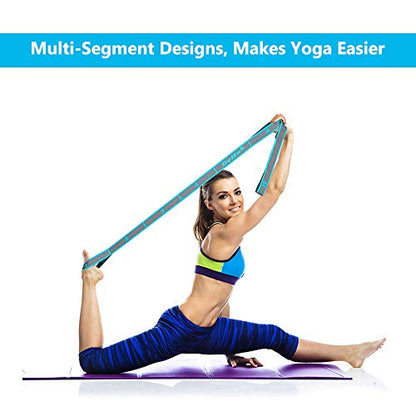 Stretch Strap, Elastic Yoga Stretching Strap, Multi-Loop for Physical Therapy, Pilates, Yoga, Dance & Gymnastics Exercise and Flexible Pilates Stretch Band - color: Blue