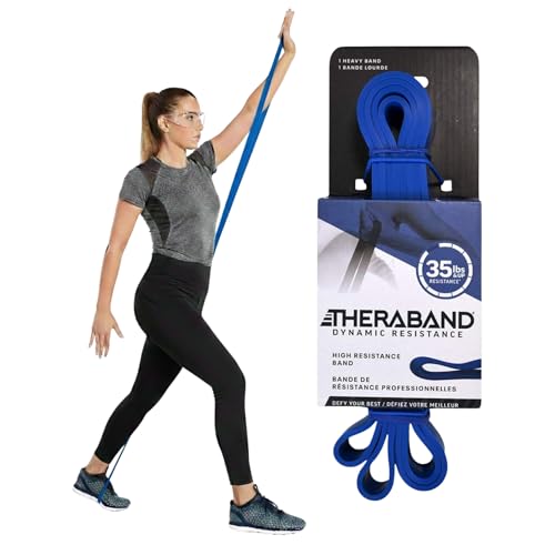 THERABAND High Resistance Band, Exercise, Workout, Physical Therapy, Blue | Resistance band for exercise, physical therapy and stretching, with progressive color-coded levels - size: Heavy (35 lbs)