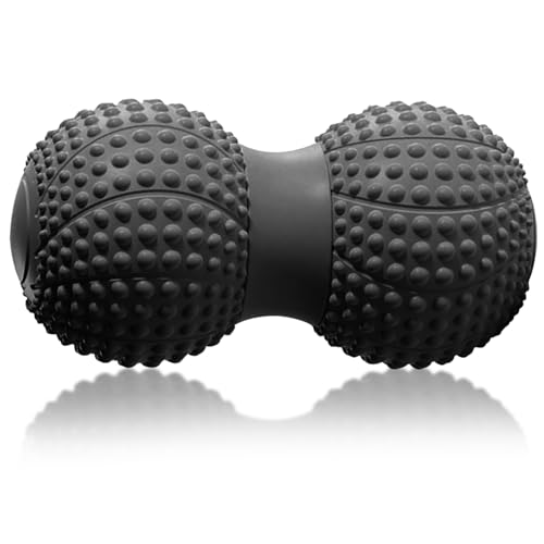 Peanut Massage Ball for Deep Tissue, Trigger Point Therapy, Myofascial Release – Double Lacrosse Foam Roller for Back, Neck, Foot, Muscle Relief, Yoga & Physical Recovery (Black) - color: Black