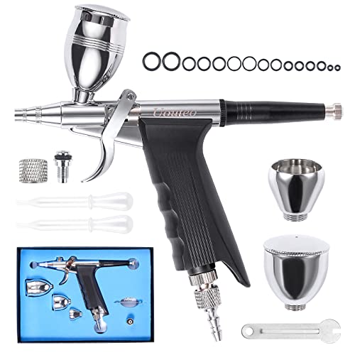 Airbrush Trigger Gun with 0.5 mm Needles 2CC/5CC/13CC Cup | Airbrush Gun Dual-Action Gravity, Multi-Purpose Air Brush Makeup Model Coloring Painting Nail Cake Decor - color: 166AK 0.5mm airbrush kit