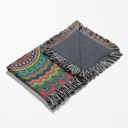 3dRose Psychedelic Hippie Mandala - Abstract Bohemian Design Woven Blanket