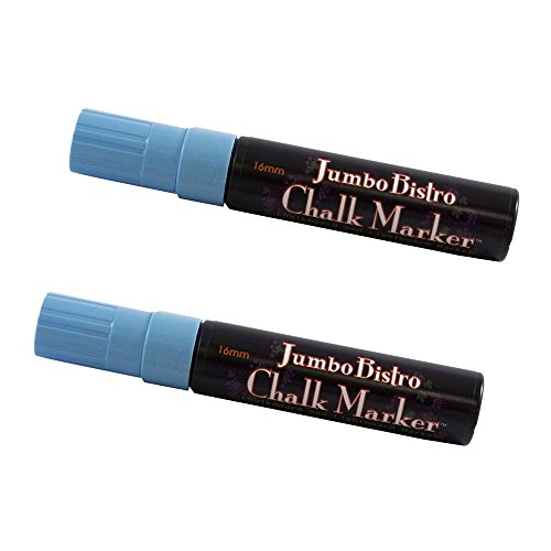 JAM PAPER Dustless Erasable Chalk Markers - Jumbo Point Liquid Chalk Marker - Baby Blue - 2/Pack - color: Baby Blue