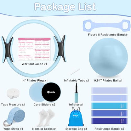 Hoedia Pilates Kit for Women, Pilates Equipment Ring and Ball Set - color: Blue