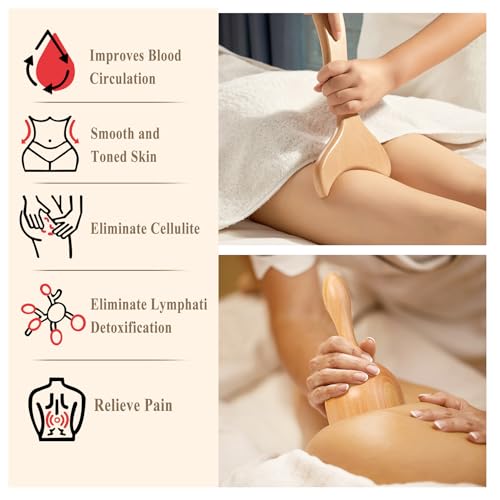 Xokocli 5-in-1 Wood Therapy Massage Tools Lymphatic Drainage Massager for Muscle Pain Relief | Maderoterapia Kit Body Sculpting Tools for Anti-Cellulite, Body Shaping - color: 5pcs