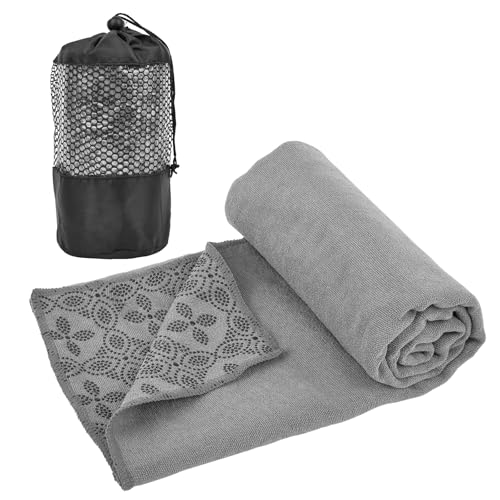 Yoga Towels, Non Slip Hot Yoga Mat Towel with Grip Dots,Super-Absorbent Soft Microfiber Yoga Blanket for Pilates, Fitness and Workout 72inch x 24inch - color: Grey