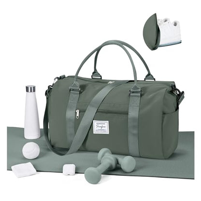 Gym Bagsfor Women Men with Shoes Compartment Sports Duffle Bag Personal item travel Duffel Bags Tote Bags Small Carry on Weekender Overnight Bags Workout Dance Bag Hospital Holdalls Dark Green - color: A12-Olive Green