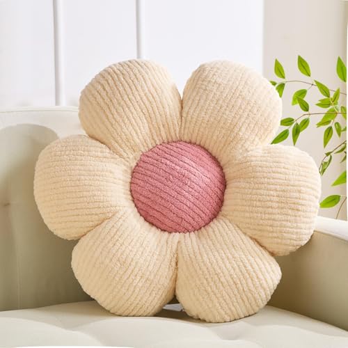 XIAIJIA Flower Pillow,Daisy Throw Pillows, Flower Cushion, Beige, 19.6 Inch | Decorative pillows, cute flower shaped pillow, flower pillows for bed, floral cushions, decor for bedroom, couch, sofa - color: Cream1, size: 19.6 Inch