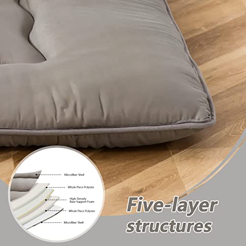 MAXYOYO Japanese Floor Mattress 4" Thick Cot Size Foldable Futon Mattress - color: Charcoal Grey, size: Cot