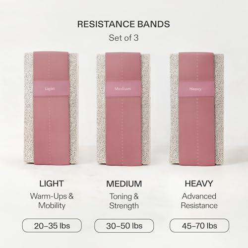 Premium Loop Resistance Bands Set - Non Slip Fabric Booty Bands for Glutes & Legs (Light, Medium, Heavy) | Hip Bands for Pilates, Strength Training & Home Workouts - color: Dusty Rose