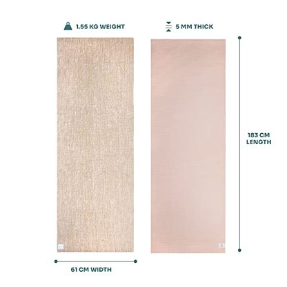 Myga Jute Yoga Mat, High Performance Vegan Floor Exercise Mat, Eco Friendly Biodegradable Yoga Mat with PVC Backing,72" x 24", 0.2" Thickness - color: White