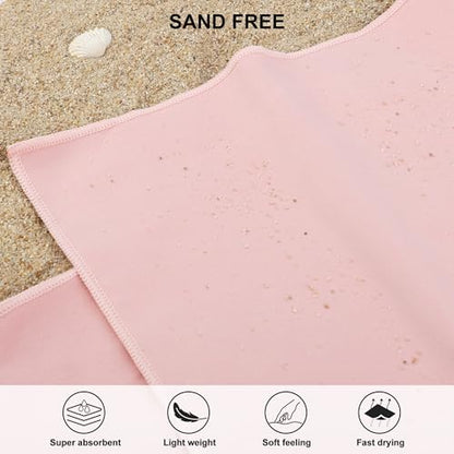 Rainleaf Microfiber Towel Quick Dry Camping & Travel & Gym Towel. Compact - color: Pale Rose, size: 40.00" x 20.00"