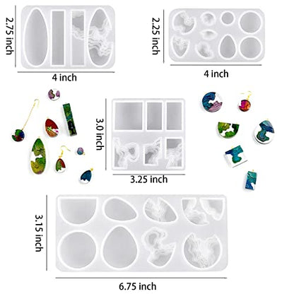 Island Resin Jewelry Molds for Casting Earring Pendant Set of 4 | Ocean Silicone Pendant Molds for Epoxy Resin, DIY Gem Cabochon, Necklace, Keychain, Hawaii Style Craft Gift - color: 4PCS Island Molds