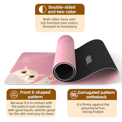 FOLAI Extra Thick Yoga Mat 6mm - color: pink cat