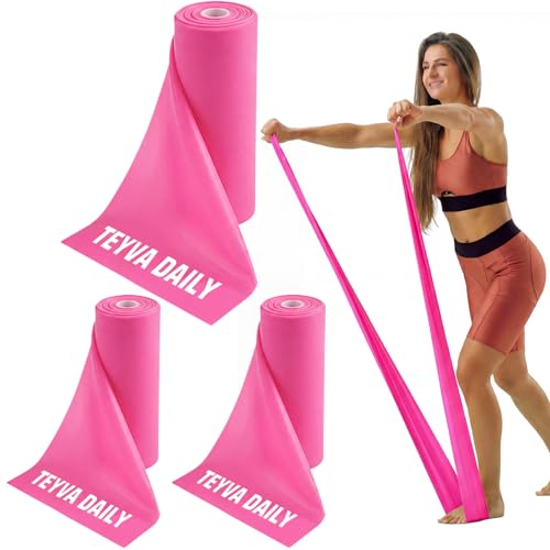 3 Pack 8 Yards Resistance Bands, No Latex Elastic Exercise Bands for Physical Therapy, Strength Training, Yoga, Pilates, Home & Gym Workouts for Men Women - color: Dark Pink
