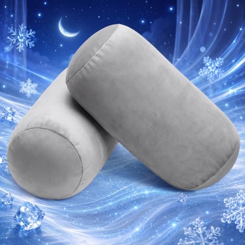 Fuutreo 2 Pcs Round Cylinder Bolster Pillow Roll Cooling Cervical Neck Roll Pillow Short Body Support for Head Neck Back Legs and Yoga Sofa Bed Travel Lounge and Home Decor 13 x 6 Inch