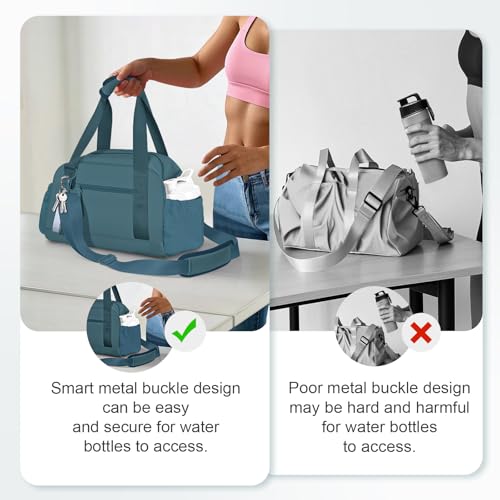 Mini Gym Bag for Women Girls Small Gym Tote Bag with Wet Compartment Waterproof Travel Duffle Bag Cute Workout Sport Bag - color: Dark Cyan-14in