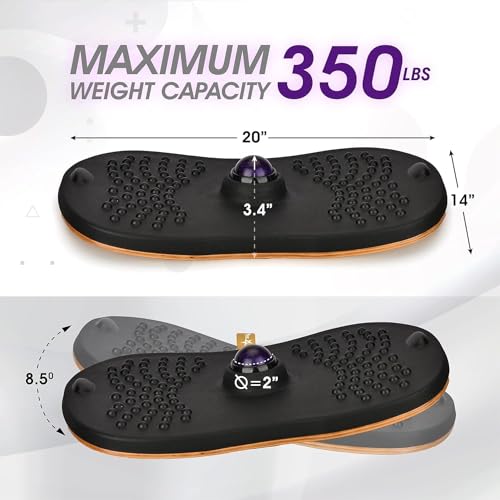 Yes4All Wobble Balance Board for Standing Desk/Anti-Fatigue Office Foam Pad - Standing Desk Mats, Rocker Board, Office Accessories, Wobble Board With Massage Ball - style: Upgraded Ver - Massage Roller Ball