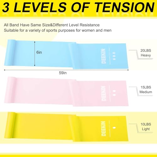 DEEKIN 10 Pcs Resistance Bands Professional Exercise Elastic Bands Latex-Free Yoga Starter Set for Pilates, Physical Therapy, Strength Training, Yoga, Working Out for Women Home Gym - color: Yellow, style: 10 Lbs