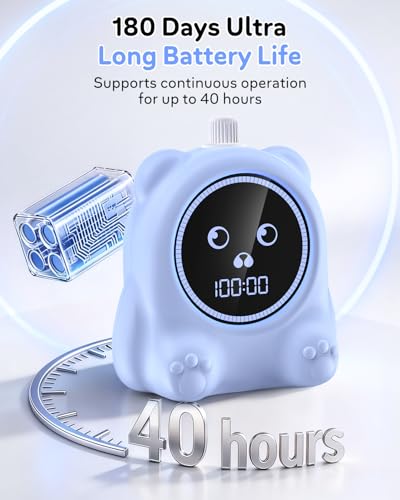 199 Min Visual Timer for Kids, 2 Min teenth Brushing, Cute Bear Deign-Blue | Adjustable Sound Alert, Productivity Timers for ADHD, Silent Operation, Desk Time Management Tool for Toddler - color: Blue