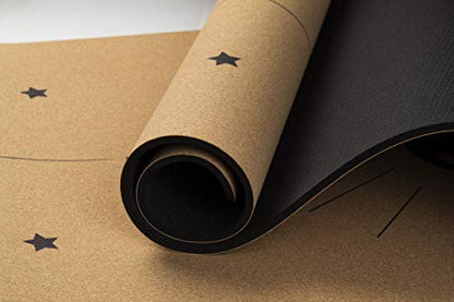 EKE Cork Yoga Mat with body Lines-Non-Slip Sweatproof Surface-100% Recycleable Materials-Eco Friendly-Ideal for Hot Yoga