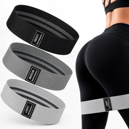 Fabric Resistance Bands Set for Working Out - 3 Pack Booty Bands for Women & Men, Non Slip Exercise Bands for Legs, Glutes, Squats, Hip, Thigh, Strength Training & Physical Therapy