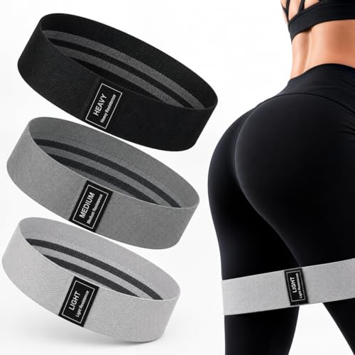 Fabric Resistance Bands Set for Working Out - 3 Pack Booty Bands for Women & Men, Non Slip Exercise Bands for Legs, Glutes, Squats, Hip, Thigh, Strength Training & Physical Therapy