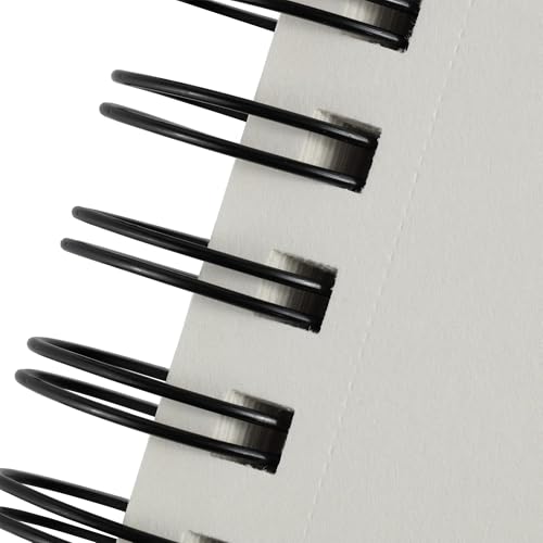 Creative Mark Double Wire Spiral Bound Field Sketch Book [160 Pages - 9 x 12], Black Embossed Leatherette Journal, Light Cream Acid-Free Paper, Perfect for Dry Media and Drawing - size: 9 x 12" - Single