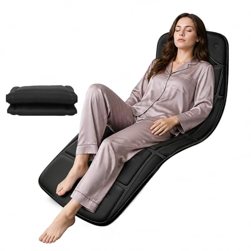 Vibration Massage Mat with Heat – Full Body Electric Massager Mattress Pad, 10 Motors, 9 Modes, 9 Intensities, 3 Heating Levels, 3 Timer Settings, Storage Bag, Earplugs, for Neck Back Waist Hips Legs - size: 57.8x19.7x1.2 in