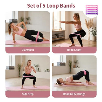 8 PCS Pilates Kit for Women, Home Workout Pilates Exercise Sets Include Resistance Bands with Handle, Mini Pilates Ball, Resistance Loop, Stretch Band for Glute Training, Core Strength