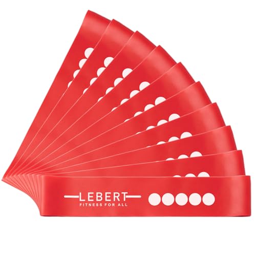 Lebert Mini Resistance Bands – 5 or 10 Pack Loop Bands - color: f) Red 10 Pack