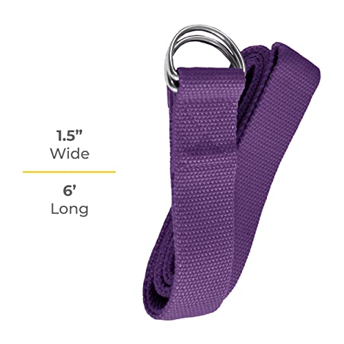 Bulk Yoga Straps, 10 Pack, 6ft, D-Ring Buckle | Adjustable Leg Stretching Strap for Muscle and Hamstring Stretch - Exercise Strap for Home,Gym, Schools and Studio - color: Purple