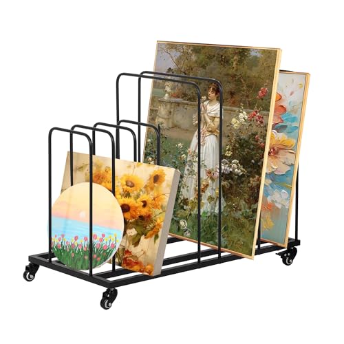 ikare Art Canvas Storage Rack, Art Storage Rack with Wheels | Adjustable Art Storage Easel Display Stands for Canvas Boards, Panel, Crafts Drying & Print Racks, Frame