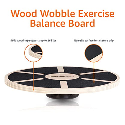 Amazon Basics Wood Wobble Balance Trainer Board, Slip Resistant, for Exercise and Core Strength