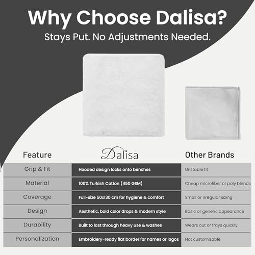Dalisa Bench Hood Gym Towel, 100% Turkish Cotton, Non-Slip, White - color: White