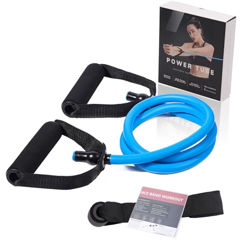 Resistance Bands with Handles and Door Anchor for Home Workouts | For women and men; includes a door anchor and simple guide for exercise, stretching, and home workouts. - color: Heavy-blue-40 lbs
