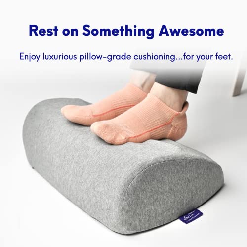 C CUSHION LAB Ergonomic Foot Rest for Under Desk - Patented Massage Ridge Design Memory Foam Foot Stool Pillow for Work, Home, Gaming, Computer, Office Chair - Footrest for Back & Hip Pain Relief - color: Grey