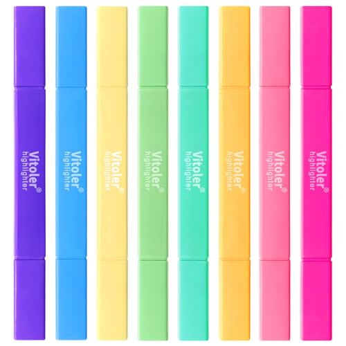 Vitoler Highlighters Assorted Colors, 8 Pack Dual Tip Pastel Highlighters | For teachers, For nurses, For women, For bibles, For markers, Aesthetic, For journaling, For office, For School Supplies - color: Bible Colour