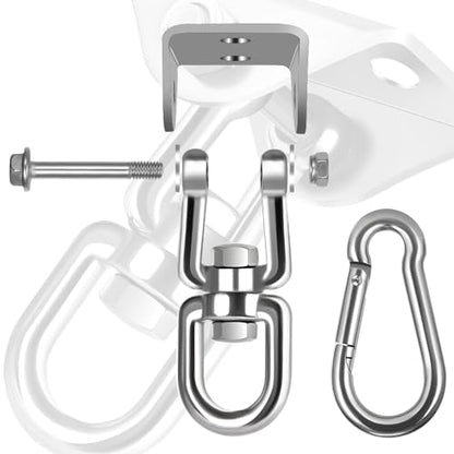 Hammock Hanging Kit, 2 Pack Hanging Chair Hardware 360°Rotating Hammock Hooks Heavy Duty, Hammock Chair Hanging Kit & Swing Ceiling Hook Snap for Hammock Chair,Heavy Bag,Seat,Yoga,Gym,1000 lb Capacity