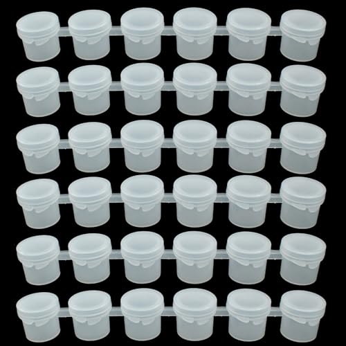 Hitefu Clear Empty Paint Pots with Lids, 36 Pcs, 5ml | Small Paint Containers, Paint Cups with Lids, For Schools, Students, Painting, Art Festival