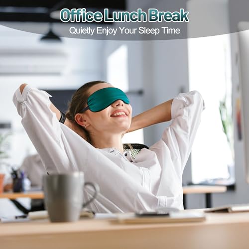 Silk Sleep Mask, Blackout Eye Mask for Sleeping with Adjustable Strap - color: Green