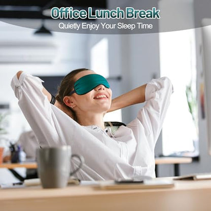 Silk Sleep Mask, Blackout Eye Mask for Sleeping with Adjustable Strap - color: Green